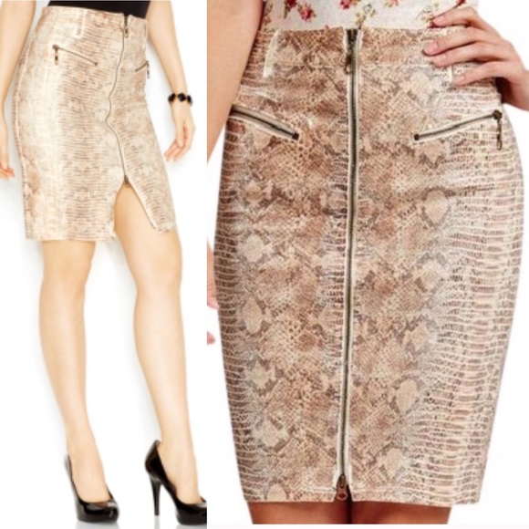 Guess Dresses & Skirts - ⬇️Guess snakeskin embossed moto pencil skirt
